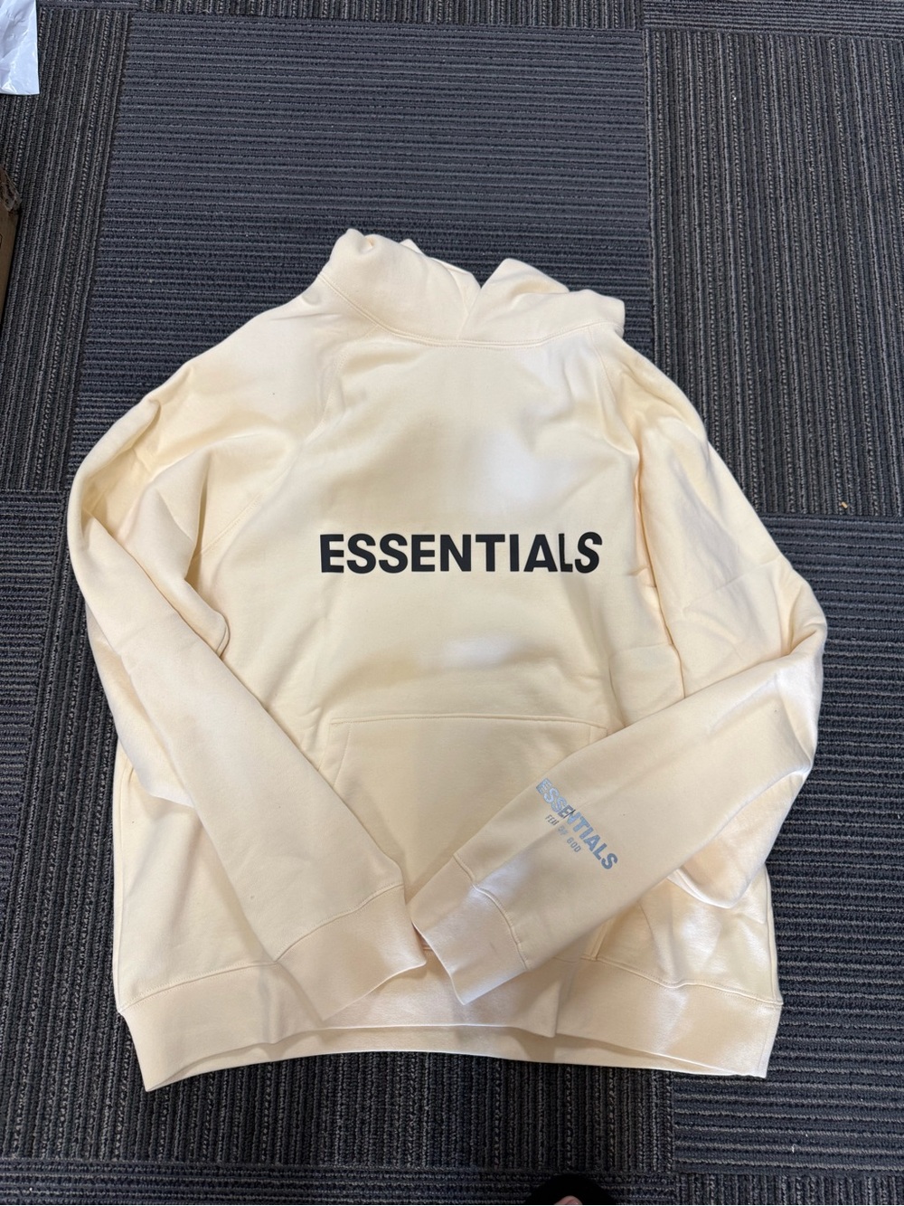 ESSENTIALS Cream Crewneck Hoodie with Bold Back Logo